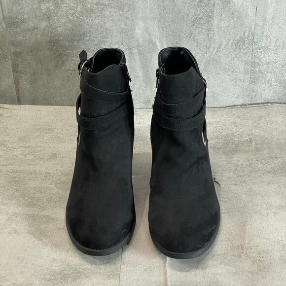 STYLE & CO Women's Black Microsuede Zolaa Memory Foam Block Heel Booties SZ 10 - Picture 1 of 8